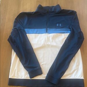 Under Armour Large Men's Navy, Mid-Blue and White Golf Half-Zip Jacket